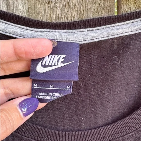 Nike Black T-Shirt with Pink and Yellow Swoosh - Picture 2 of 4